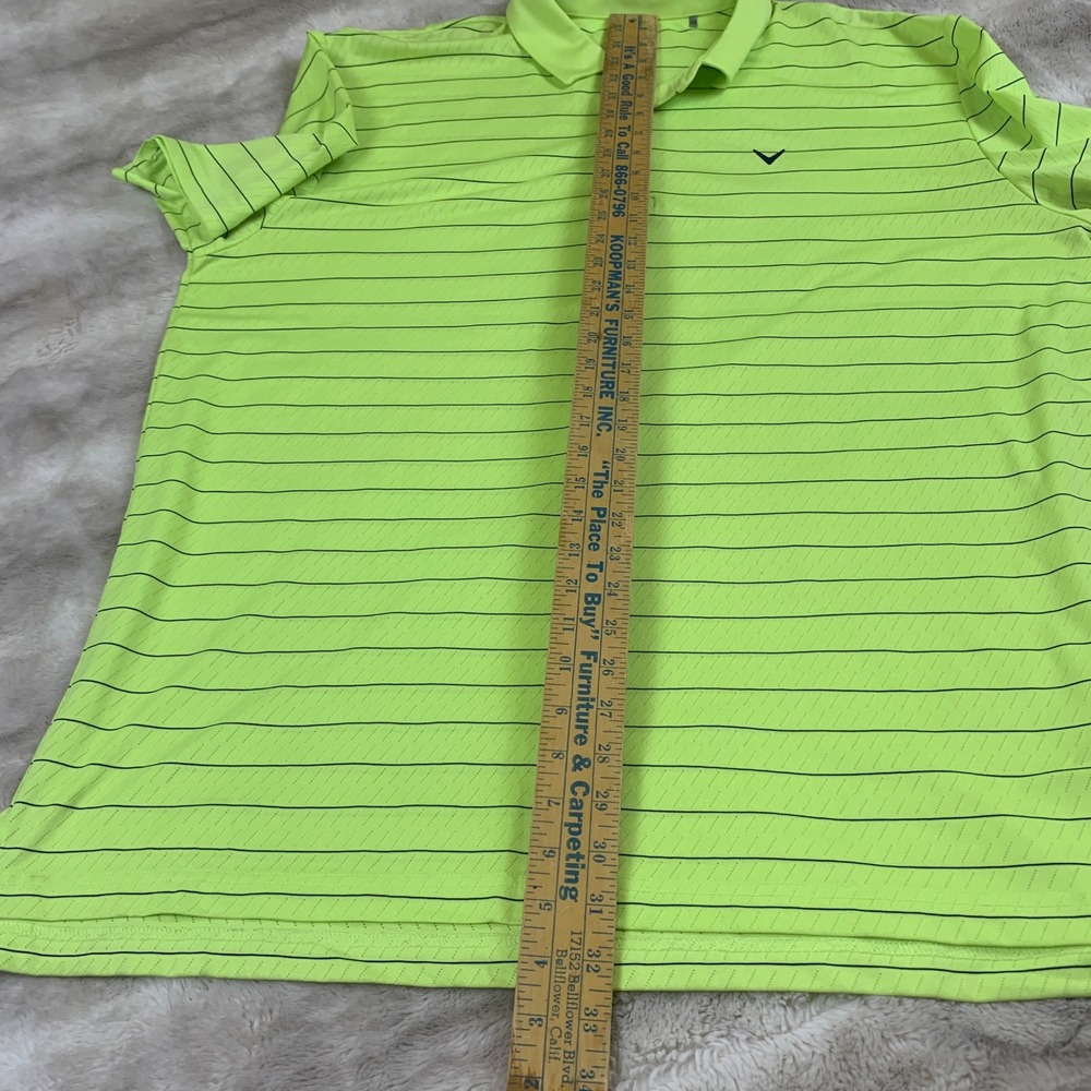 Callaway Opti-Dri Golf Polo Shirt Mens XL Neon Lime Green Black Striped SU26626 - Picture 5 of 8
